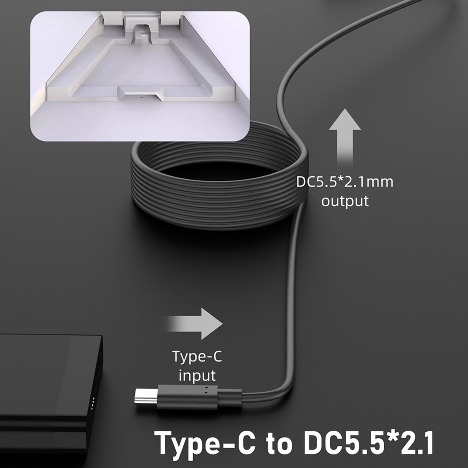 USB C to DC5521 5.5x2.1mm Power Adapter Cable Type C DC5521 Extension Cord for Various Electronic Devices Power Supply