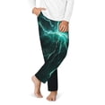 thumbnail image 2 of Pofeuu Green Lightning Flash Print Teenagers' Pajama Pants, Soft Lounge Pajama Pants with big pockets for Men Plaid Pj Bottoms-XS(5-6), 2 of 6