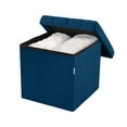 thumbnail image 5 of Seville Classics Cushioned Fabric Ottoman Hidden Storage Chest Footrest Chair for Bedroom, Dorm, Loft, Living Room, Entryway, Hallway, Blue Velvet, 15.7" Cube, 5 of 6