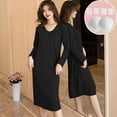 thumbnail image 5 of Ashirexll Sleep Shirts for Women, Nightgowns for Women, Solid Color Long Sleeve Mid Length Nightgown with Chest Cushion, 5 of 5