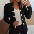 thumbnail image 3 of Lcziwo Dressy Coats for Women Long Sleeve Notch Collar Cardigan Blazer Open Front Office Work Jackets Plain Button Up 2025 Outerwear Black,L, 3 of 5