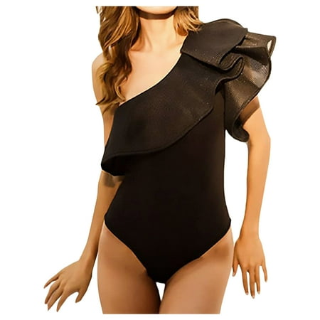 

Jumpsuits Bodysuit For Women Off Women S Solid Shoulder Sleeveless Tank One Bodysuit Fashion Summer Jumpsuits For Women Body Suits Women Clothing Underwear Pajamas Lingerie For Women