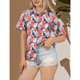 thumbnail image 4 of LA LEELA Women's Casual Beach Short Sleeve Blouse Shirt Blouses Button Down Dress Tops Tee Hawaiian Shirts for Women M Tropical, Blue, 4 of 6
