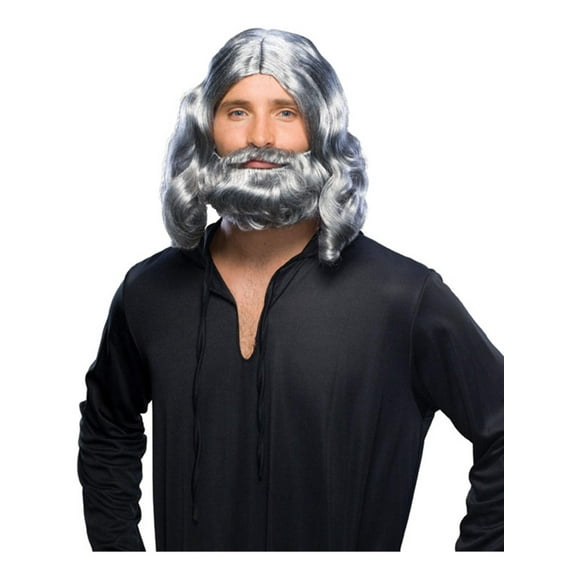 Mens Grey Biblical Wig and Beard Set