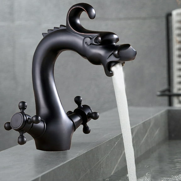 Bathroom Sink Faucet Black Waterfall Oil Rubbed Brass One Hole Vessel Mixer Tap
