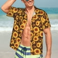 thumbnail image 7 of Sikiie Vintage Brown Plaid Sunflower Print Men's Hawaiian Shirt, Summer Beach Button Pocket Short Sleeve T-Shirt,Large, 7 of 7