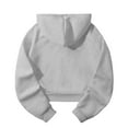 thumbnail image 5 of Y2K Hoodie, Yigetop Womens Oversized Solid Color Sweatshirts Pullover Lapel Women's Loose Casual Hoodie Short Sweatshirts Crop Hoodies for Women Grey 3XL, 5 of 5