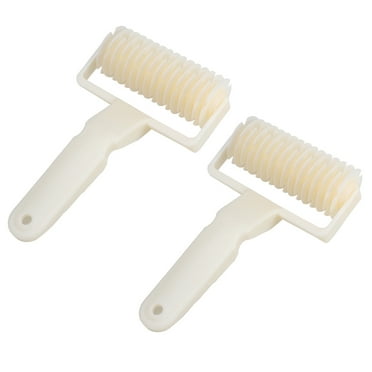 2PCS Lattice Roller Cutter Tool Baking Hobbing Tool Baking Mold for Pastry Pizza Pie Cake (Beige)