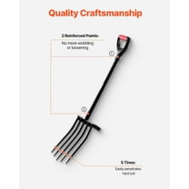 Y-Grip 5-Tine Spading Fork, 41 Inch Long Handle Garden Pitchfork for Soil Turning & Composting