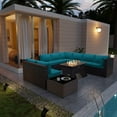 thumbnail image 6 of Kullavik Patio Furniture set Sectional Sofa 10 Pieces PE Rattan Wicker Patio Conversation Set w/43" Gas Fire Pit Table, Outdoor Furniture with 55000 BTU Propane Fire Pit,Blue, 6 of 7