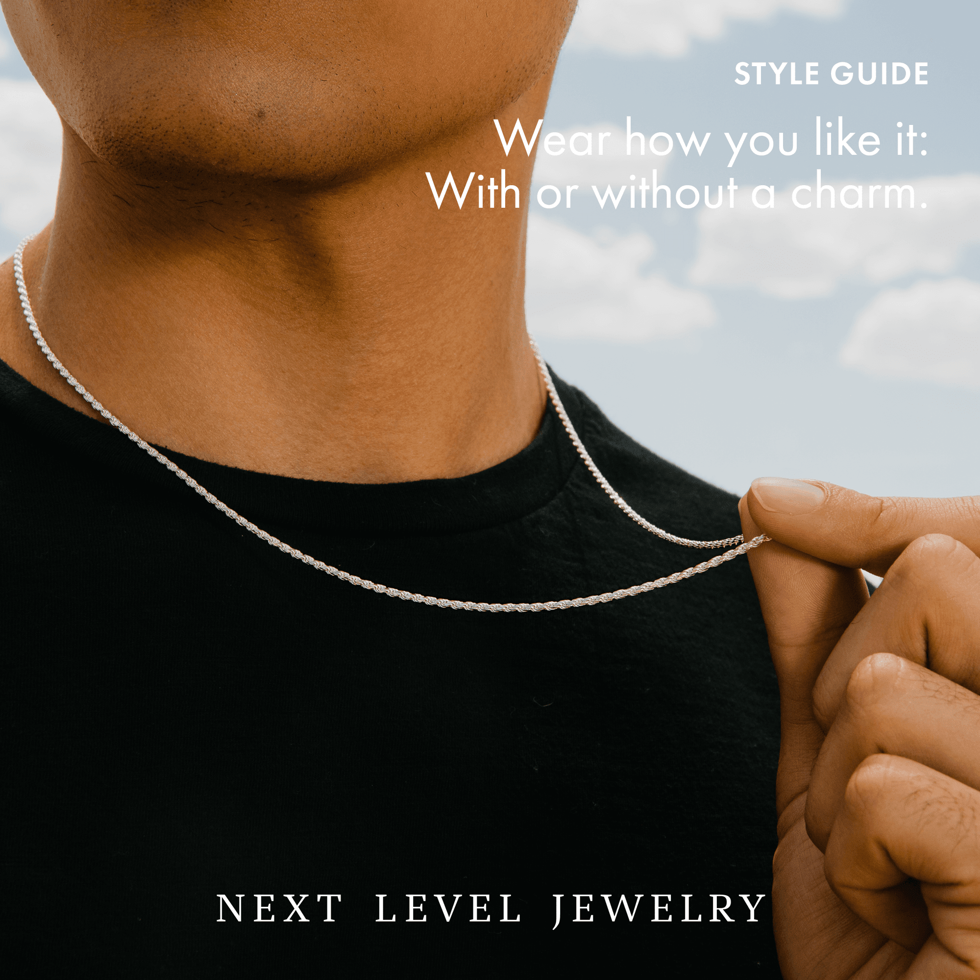 925 Sterling Silver 2MM Rope Diamond-Cut Chain Necklaces, Solid 925 Italy, Next Level Jewelry