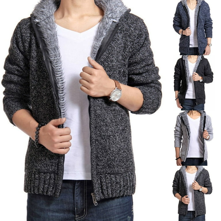 Men's sweater with fur on sale collar