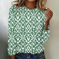 thumbnail image 3 of tklpehg Womens Long Sleeve Tops Casual Crewneck Tunic Tops Lightweight Fashion Print Comfy Going Out Tops Loose Blouses (Green,S), 3 of 4