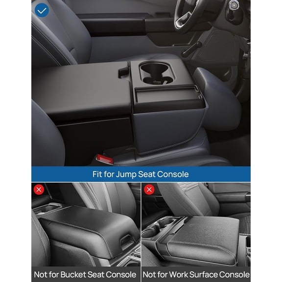 Aluminum Truck Center Console Cup Holder & Coin Organizer for 2011-2026 F150 F250 F350 Jump Seat - Heavy Duty Headrest Storage with Adjustable Positions