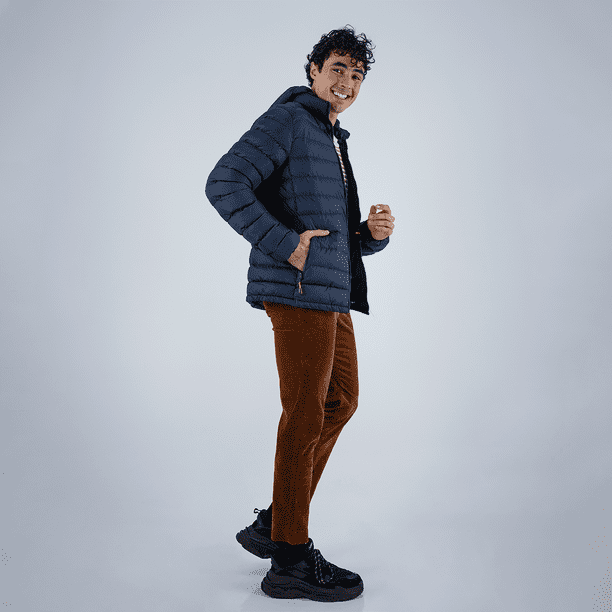 Chamarra acolchada impermeable para hombre color azul talla chica