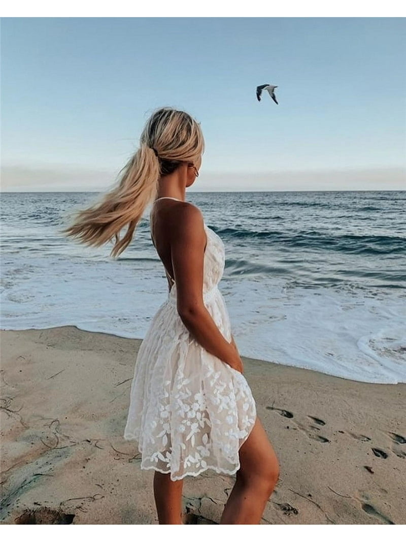 Sexy Backless Womens Summer Lace v neck Mini Dress Evening Cocktail Party Beach  Dresses Sundress - Walmart.com