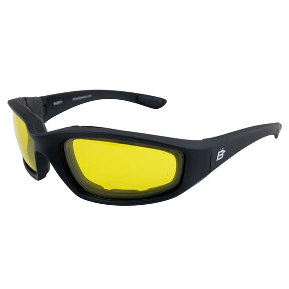Birdz Eyewear Oriole 24 Safety Series Photochromic Motorcycle Glasses Padded Black Frame Yellow to Smoke Lenses Z87.1