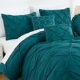 thumbnail image 3 of Chezmoi Collection Sydney 7-Piece Pinch Pleat Comforter Set, Lightweight Pintuck Bedding for All Season, California King, Teal, 3 of 9