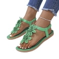 thumbnail image 2 of Domuza Women's Floral Thong Sandals, Elastic Ankle Strap Comfortable Non-Slip Flat Shoes for Summer Casual Wear Green 6.5（EU-37）, 2 of 6