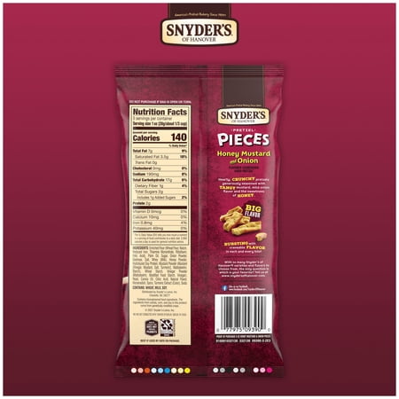 SNYDER’S OF HANOVER PRETZEL PIECES, HONEY MUSTARD AND ONION, 5 OZ