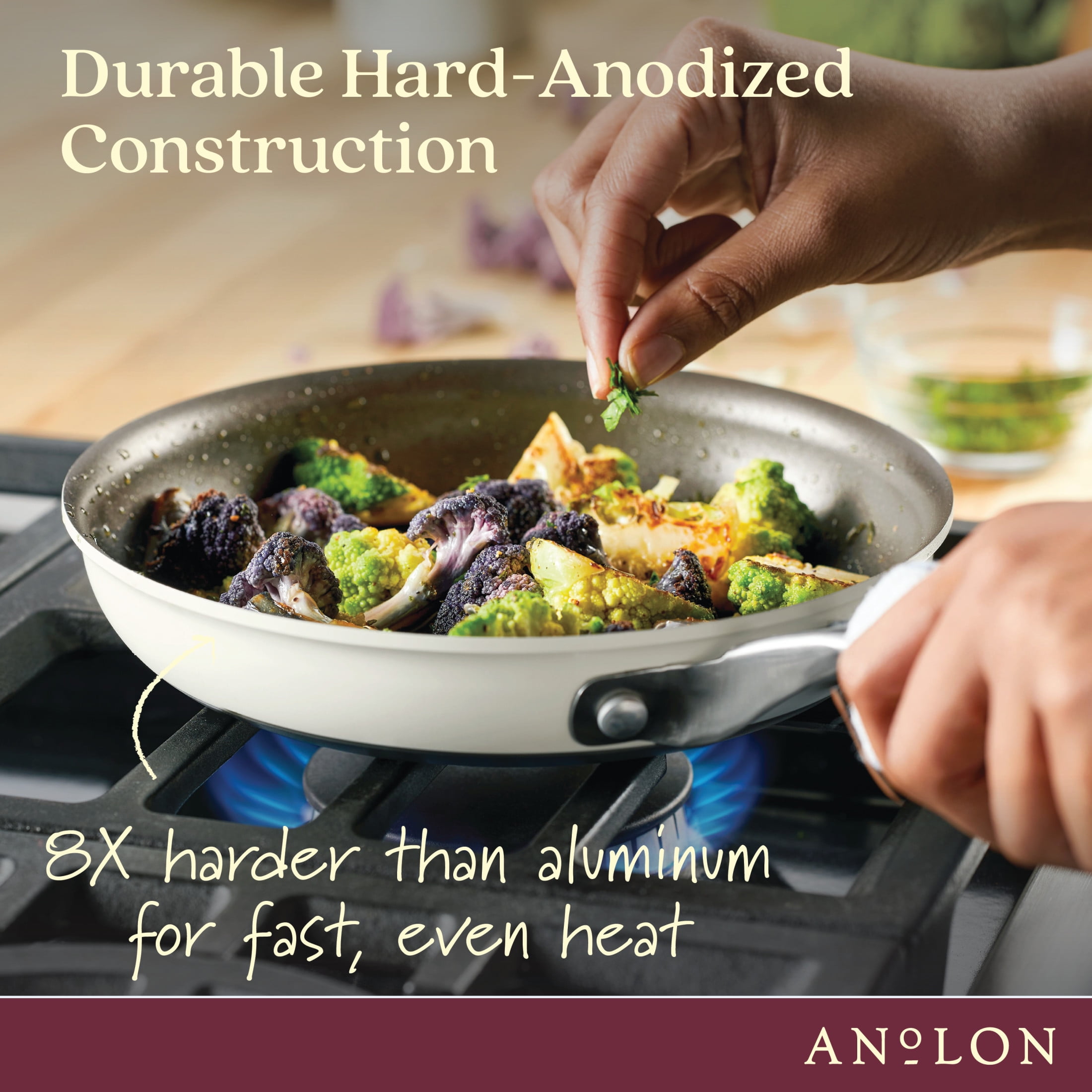 Anolon Achieve Hard Anodized Nonstick Frying Pan, 8.25-Inch, Cream