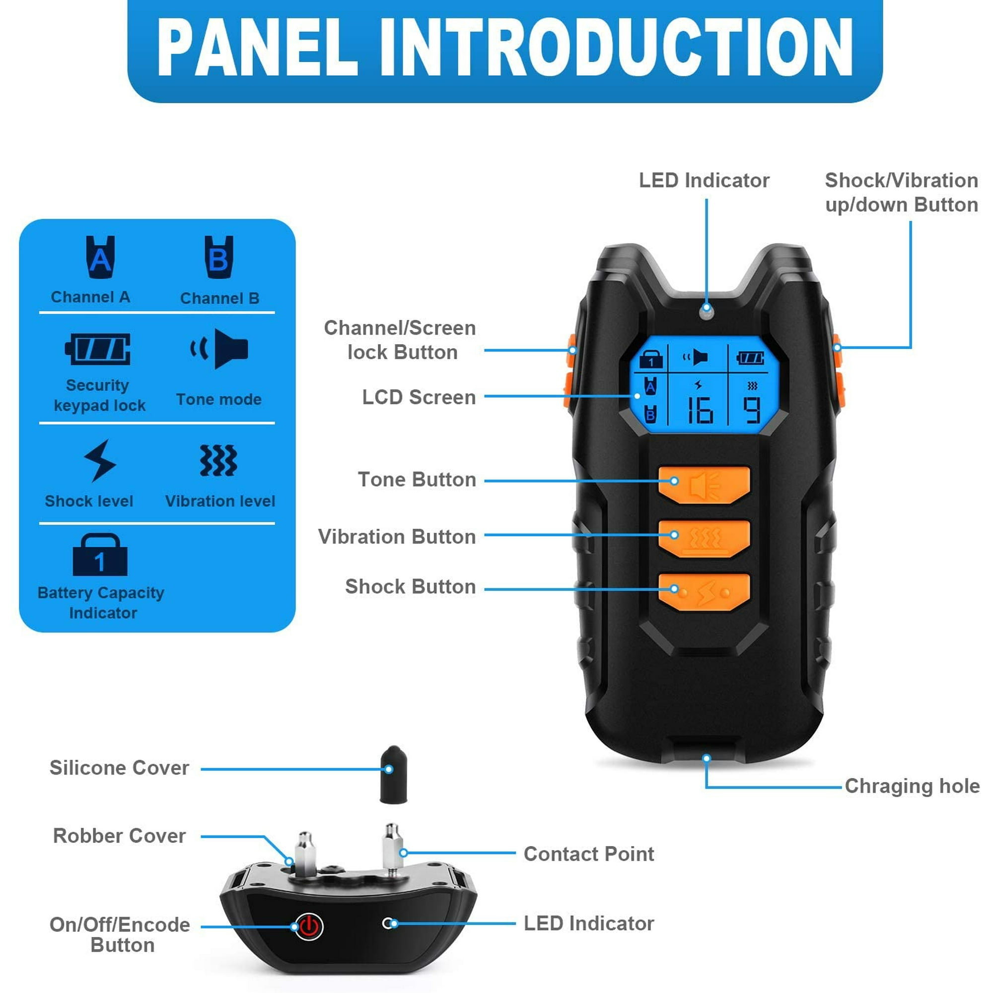 Hhhc Dog Training Collar Shock Collar For Dogs With Remote 2 Receiver Rechargeable Dog Shock Collar 3 Modes Beep Vibration And Shock Waterproof Bar