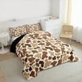 thumbnail image 3 of Manfei Milk Cow Print Full Size Comforter Sets,Kawaii Cattle Animal Bedding Comforter Set,Brown Beige Bedding Sets For Boys Kids,Super Cozy Room Decor Reversible,3pcs, 3 of 8