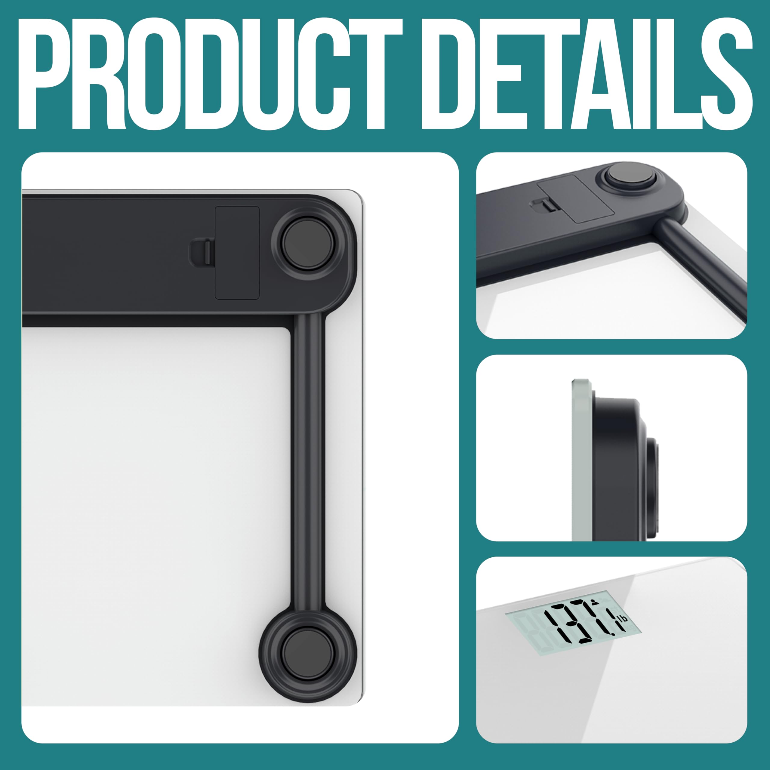 Bathroom Scale for Body Weight with XL Platform 12-inch 30cm Accurate High Capacity 440lb/200kg, Batteries Included
