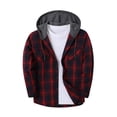 thumbnail image 2 of Tqyyweavej Mens Flannel Hoodie Shirts Lightweight Button Down Plaid Hoodies Drawstring Hooded Long Sleeve Jackets for Men with Pockets, 2 of 5