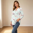 thumbnail image 4 of Edvintorg Plus Size Maternity Clothes Floral Printed V Neck Long Sleeve Loose Casual Pullover Pregnancy Top with Drawstring Trendy Womens Clothes S-4XL Pink, 4 of 6