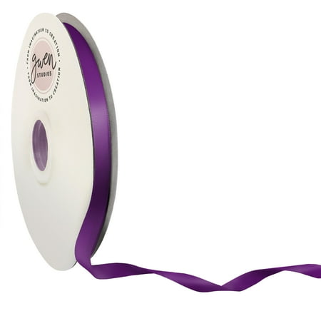 UPC: 0810056349585 | Purple Double Faced Satin Ribbon for Crafts  3/8  x 100 Yards by Gwen Studios