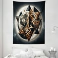 thumbnail image 3 of Ambesonne Leopard Tapestry Wall Hanging, Polygonal Globe Full Moon, 60"x80", Dark Blue Grey and Amber, 3 of 3