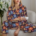 thumbnail image 6 of Daiia Leaves Flower for Women's Long-Sleeved Pajama Set – Soft & Comfortable Sleepwear Button-Up Pajamas Cozy Lounge Wear-Large, 6 of 7