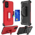 thumbnail image 2 of for Samsung Galaxy A72 5G Armor Belt Clip with Credit Card Holder, Holster, Kickstand Protective Full Body Heavy Duty Hybrid Cover ,Xpm Phone Case [Red], 2 of 10