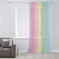 thumbnail image 3 of Rainbow Stripes Semi Sheer Curtains Drapes for Living Room,Bedroom,French Doors Window 63 Inches Long,Modern Colorful Cream Striped Aesthetics Rod Pocket Chiffon Curtain Drapery Voile Drape Panel, 3 of 6
