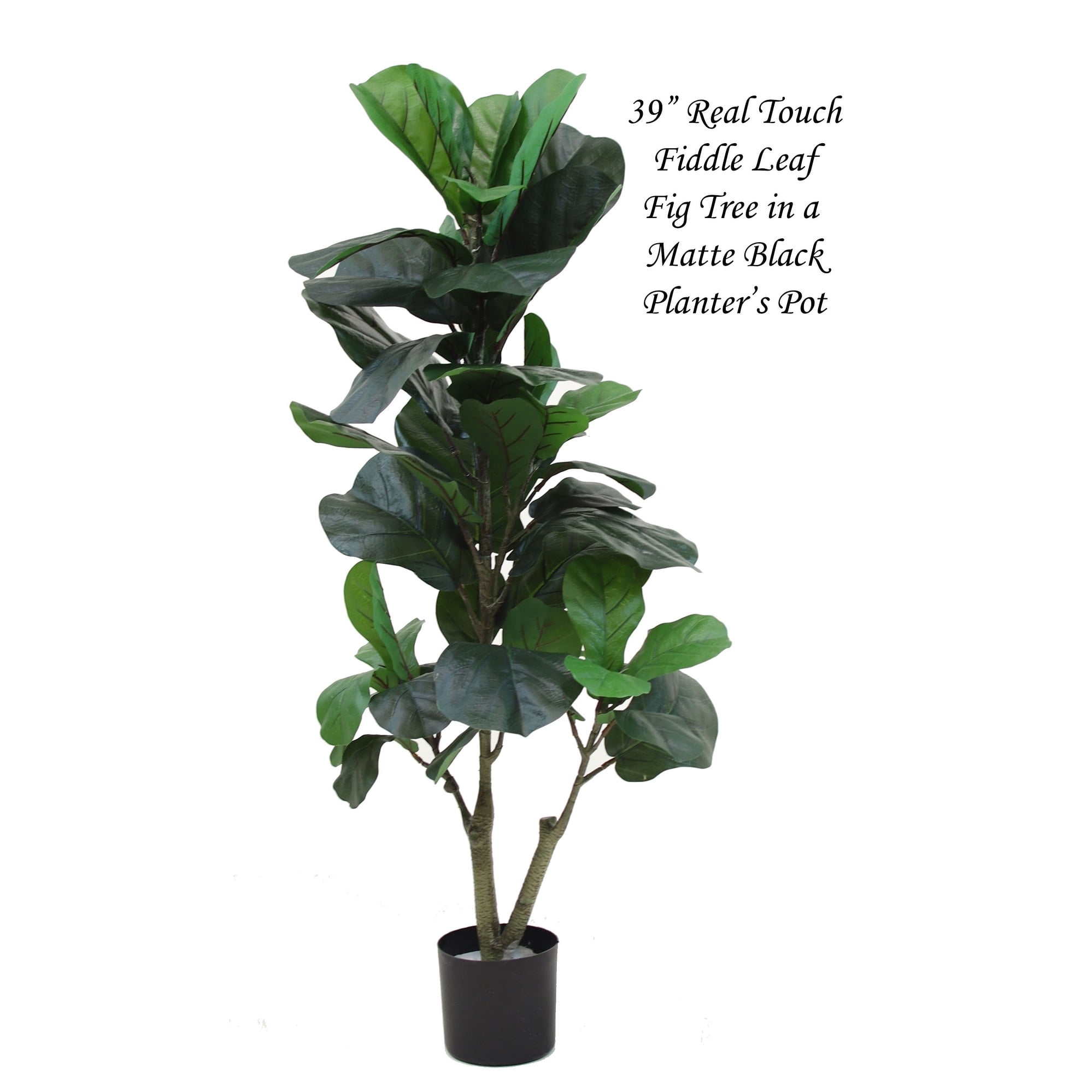 The Mod Greenhouse 39" Artificial Fiddle Leaf Tree in Black Matte Planter's Pot 39