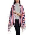 thumbnail image 2 of Honeii USA Colors Stripes Print Scarf Oversized Scarf Tassel Fall Winter Thick Scarf Warm Shawl Women,Women's Scarves & Wraps, 2 of 8