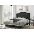 thumbnail image 2 of Home Design Aiden King Upholstered Panel Bed Frame with Tufted Headboard for Adult, Black, Easy Assembly, 2 of 6