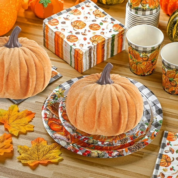 YIMWNYI Fabric Pumpkin Decorative Ornament, Thanksgiving Halloween Home Decoration, Soft Velvet Fall Decor, Cute Stuffed Pumpkin for Holiday Gifts, Harvest Festival Table Centerpiece