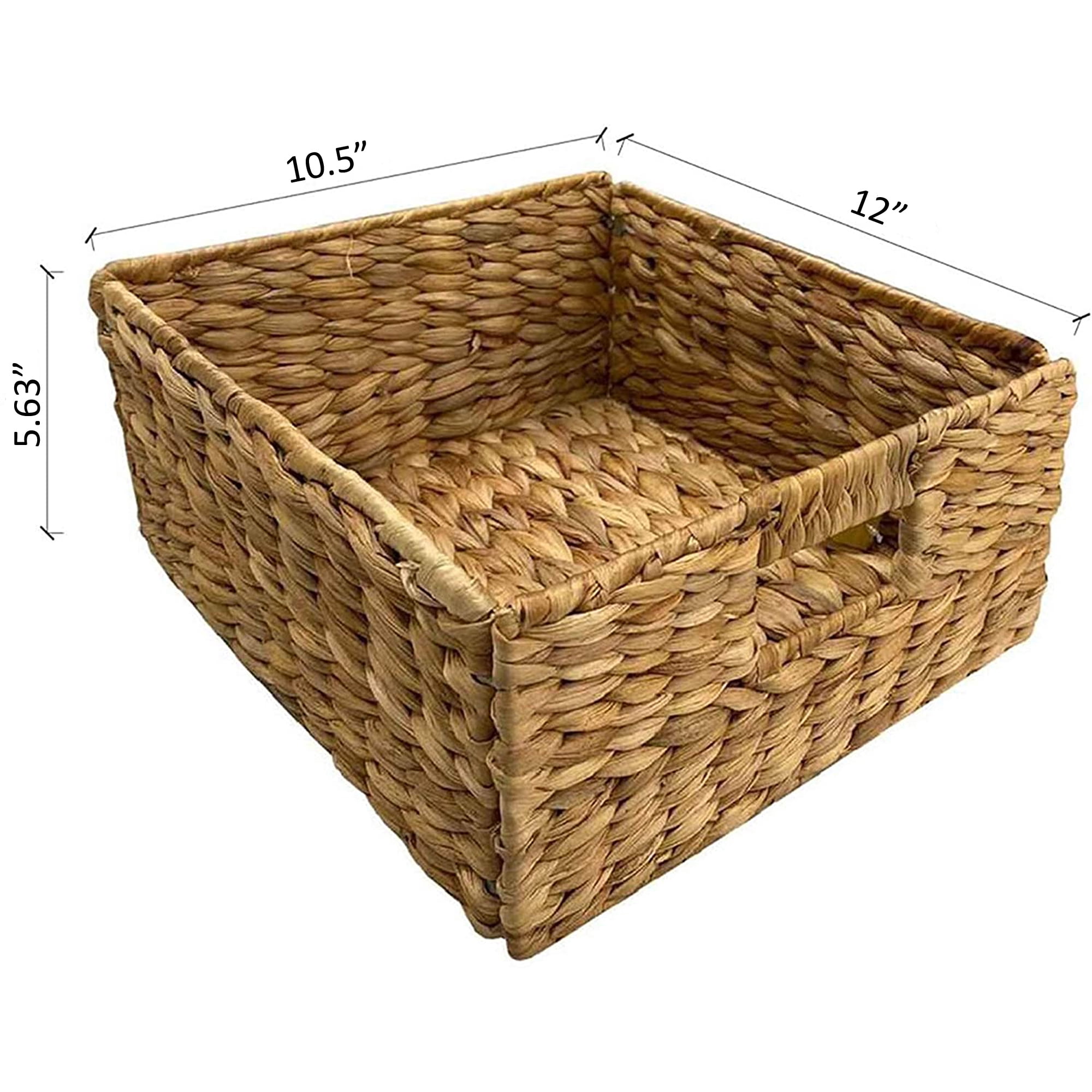eHemco 3 Tier X-Side End Table Side Table Storage Cabinet with 3 Natural Water Hyacinth Wicker Baskets for Living Room, Black