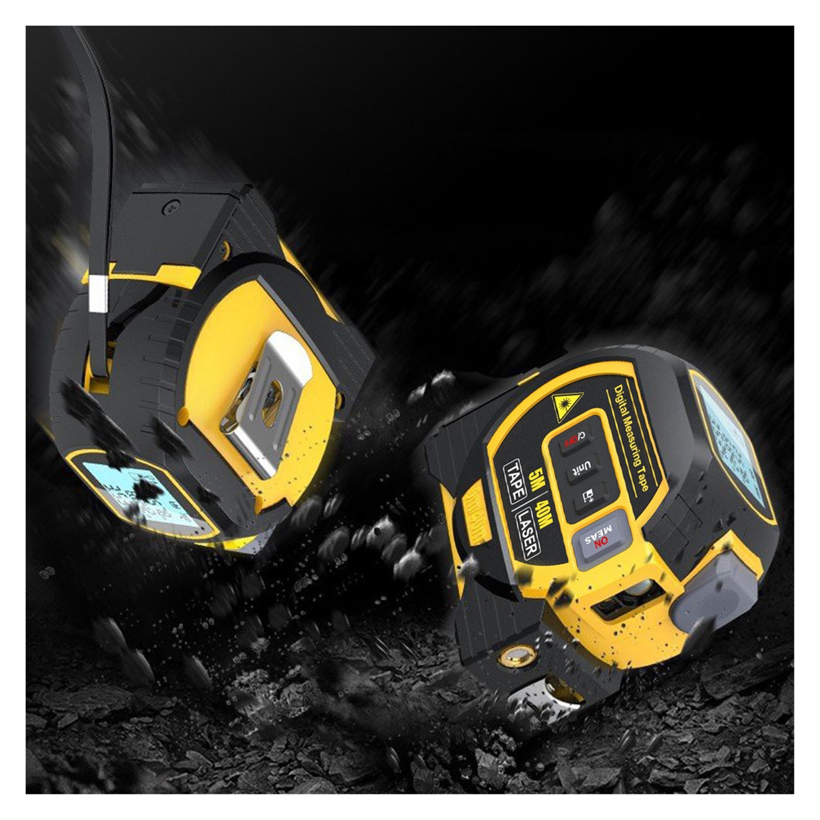 3 In 1 Rangefinder With 5m Tape Measure Ruler LCD Display with Backlight Distance Meter Building Measurement Device ,Easy to Use