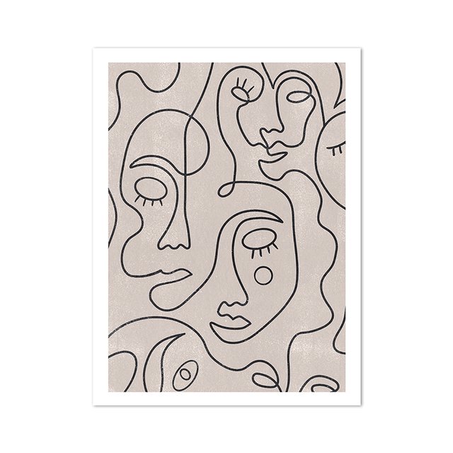 Single Line Face Art Print Minimalist Poster Woman Face One Line Drawing Neutral Wall Art Canvas Painting Home Room Wall Decor