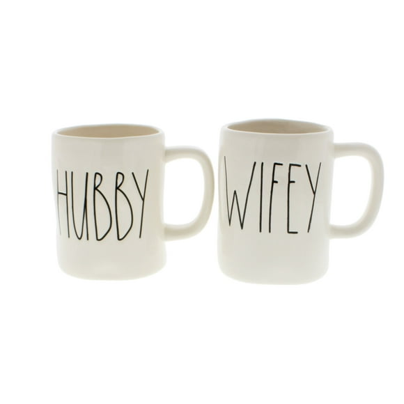 RAe Dunn par Magenta HUBBY et WIFEY Grandes Lettres Ensemble de Tasses à Café