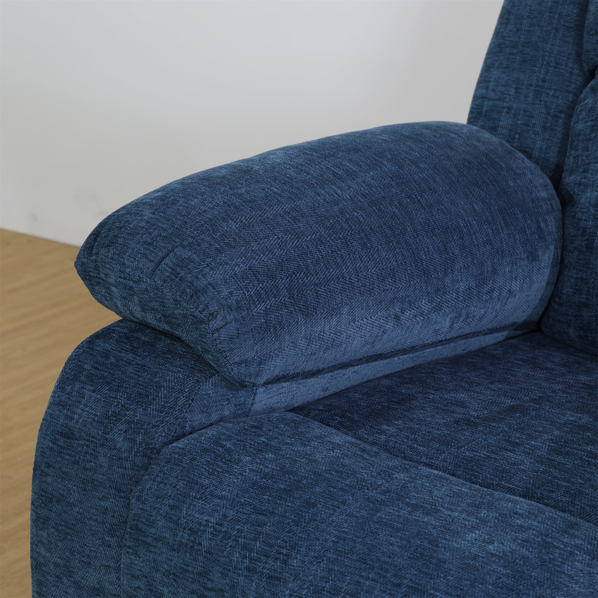 Aukfa Double Manual Recliner Chair, Overstuffed Loveseat with Cupholder for Living Room, Blue