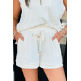thumbnail image 3 of Women's White Textured Half Zip Tank Top and Drawstring Shorts Set - [ZhiHiMeRi] | (US 12-14)L, 3 of 12