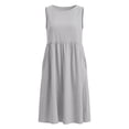 thumbnail image 5 of Iyufng Dresses for Women Summer Linen Solid Casual Round Neck Sleeveless Dress with Pocket, 5 of 9