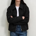 thumbnail image 5 of cocolona Fall Jackets for Women Casual Long Sleeve Zipper Outerwear Zipper Solid Color Loose Tops, 5 of 7
