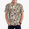 thumbnail image 2 of Balery Dark Enchanted Flowers And Birds Printed Men’s Short Sleeve Polo Shirt, Midweight Men's Shirt,Golf Polo shirts -Large, 2 of 8