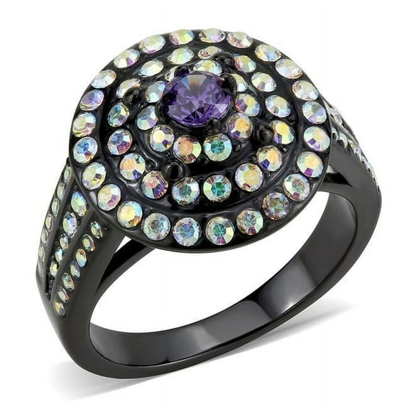 Alamode TK3580-5 Women IP Black Stainless Steel Ring with Assorted in Multi Color - Size 5