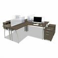 thumbnail image 3 of Linea Italia Trento Line L-Shaped Desk, 59-1/8w x 59-1/8d x 29-1/2h, Mocha/Gray, 3 of 11